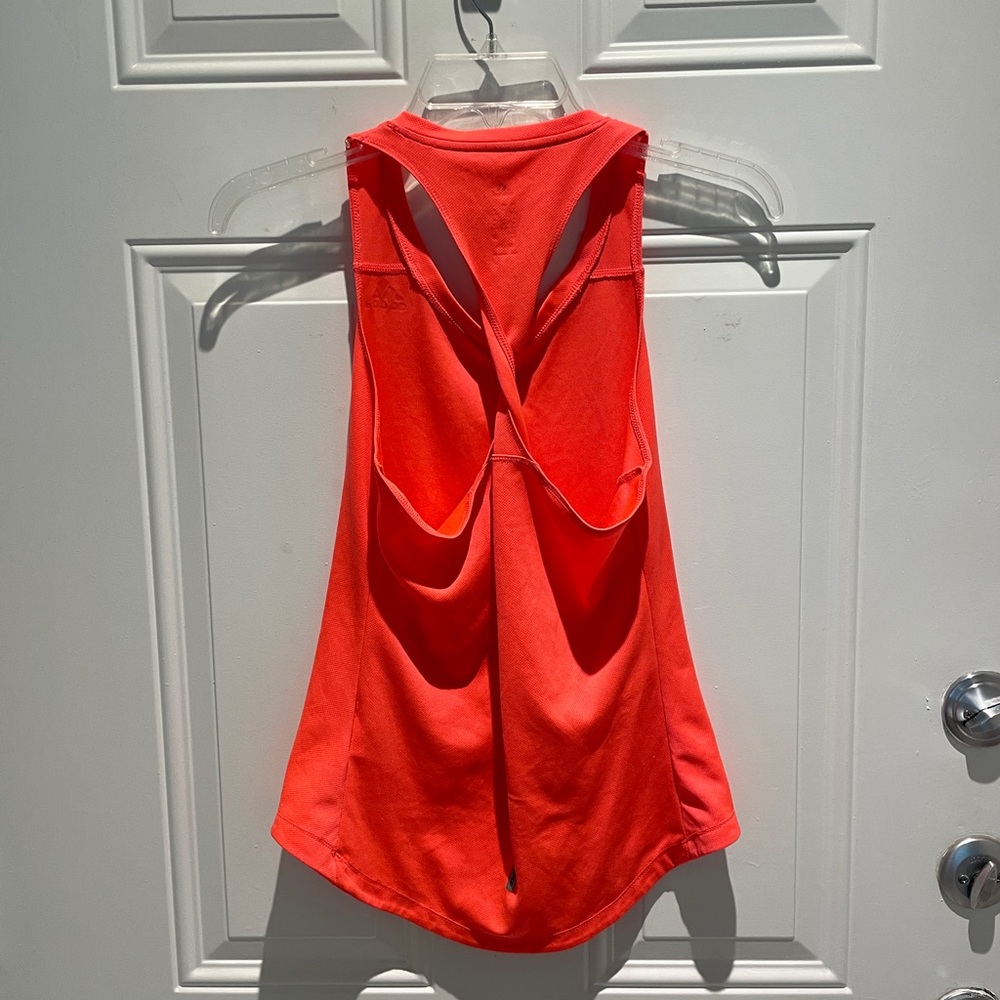 Adidas ClimaLite Neon Coral Orange Twist Back Racerback Active Tank Size Small - Picture 3 of 10